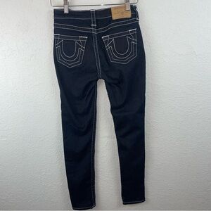 True Religion dark rinse skinny Jean‎ with white contrast stitching